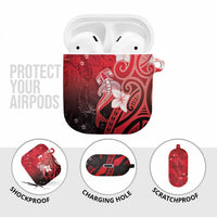 Polynesia Hammerhead Shark AirPods Case Red Tribal Pattern With Plumeria - Polynesian Pride