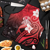 Polynesia Hammerhead Shark Apron Red Tribal Pattern With Plumeria - Polynesian Pride