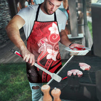 Polynesia Hammerhead Shark Apron Red Tribal Pattern With Plumeria - Polynesian Pride