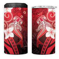 Polynesia Hammerhead Shark 4 in 1 Can Cooler Tumbler Red Tribal Pattern With Plumeria - Polynesian Pride