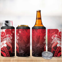 Polynesia Hammerhead Shark 4 in 1 Can Cooler Tumbler Red Tribal Pattern With Plumeria - Polynesian Pride