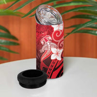 Polynesia Hammerhead Shark 4 in 1 Can Cooler Tumbler Red Tribal Pattern With Plumeria - Polynesian Pride
