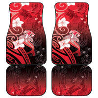 Polynesia Hammerhead Shark Car Mats Red Tribal Pattern With Plumeria - Polynesian Pride