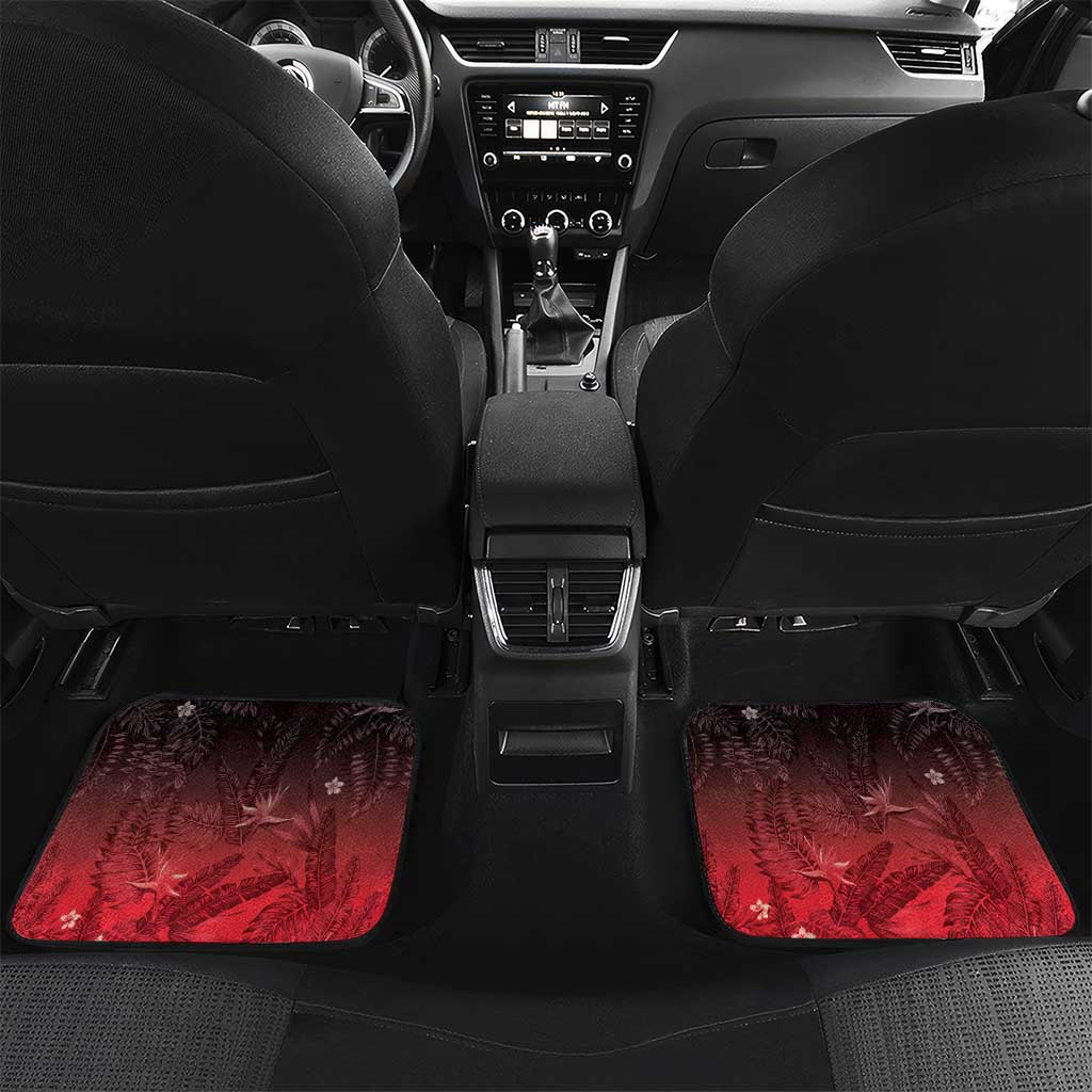 Polynesia Hammerhead Shark Car Mats Red Tribal Pattern With Plumeria - Polynesian Pride