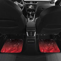 Polynesia Hammerhead Shark Car Mats Red Tribal Pattern With Plumeria - Polynesian Pride