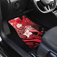 Polynesia Hammerhead Shark Car Mats Red Tribal Pattern With Plumeria - Polynesian Pride