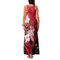 Polynesia Hammerhead Shark Family Matching Tank Maxi Dress and Hawaiian Shirt Red Tribal Pattern With Plumeria - Polynesian Pride