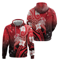 Polynesia Hammerhead Shark Hoodie Red Tribal Pattern With Plumeria LT05 - Polynesian Pride