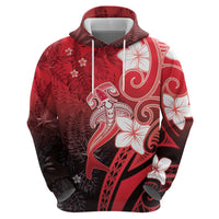 Polynesia Hammerhead Shark Hoodie Red Tribal Pattern With Plumeria LT05 - Polynesian Pride
