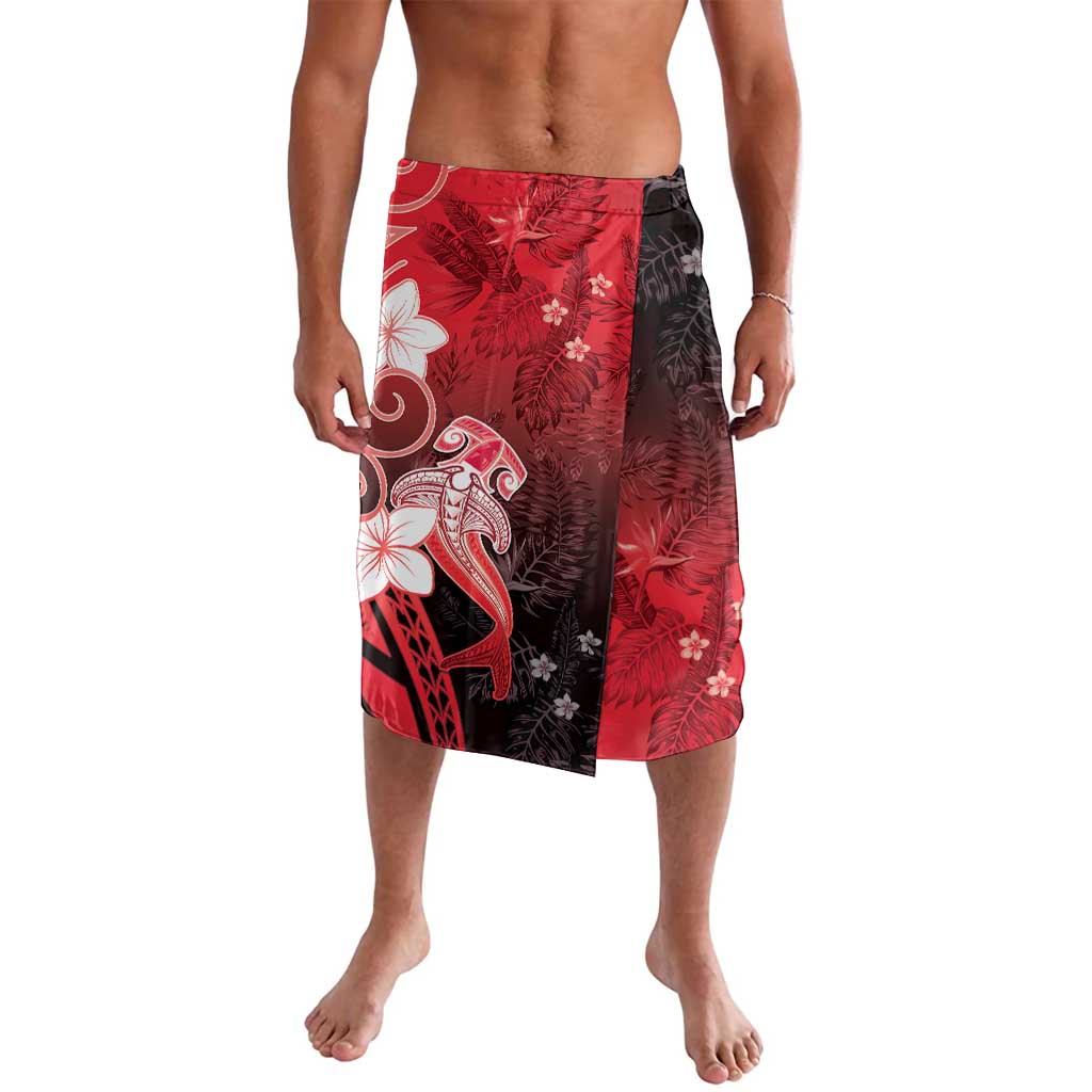 Polynesia Hammerhead Shark Lavalava Red Tribal Pattern With Plumeria LT05 Red - Polynesian Pride