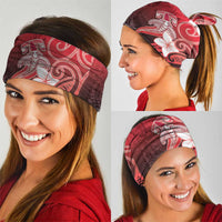 Polynesia Hammerhead Shark Neck Gaiter Red Tribal Pattern With Plumeria - Polynesian Pride