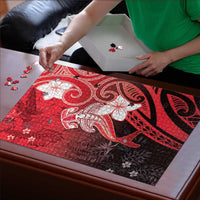 Polynesia Hammerhead Shark Puzzle Red Tribal Pattern With Plumeria - Polynesian Pride