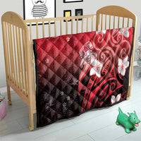 Polynesia Hammerhead Shark Quilt Red Tribal Pattern With Plumeria - Polynesian Pride