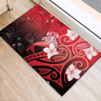 Polynesia Hammerhead Shark Rubber Doormat Red Tribal Pattern With Plumeria LT05 - Polynesian Pride