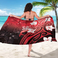 Polynesia Hammerhead Shark Sarong Red Tribal Pattern With Plumeria - Polynesian Pride