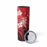 Polynesia Hammerhead Shark Skinny Tumbler Red Tribal Pattern With Plumeria LT05 - Polynesian Pride