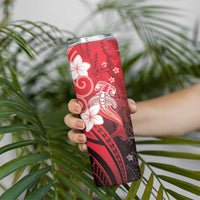 Polynesia Hammerhead Shark Skinny Tumbler Red Tribal Pattern With Plumeria LT05 - Polynesian Pride
