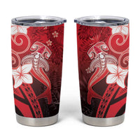 Polynesia Hammerhead Shark Tumbler Cup Red Tribal Pattern With Plumeria LT05 Red - Polynesian Pride