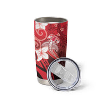 Polynesia Hammerhead Shark Tumbler Cup Red Tribal Pattern With Plumeria LT05 - Polynesian Pride