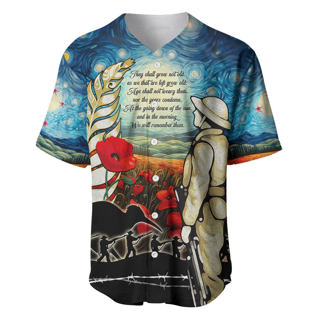 Kei Wareware Tatou New Zealand ANZAC Day Baseball Jersey Starry Night Inspo Style LT05 Blue - Polynesian Pride