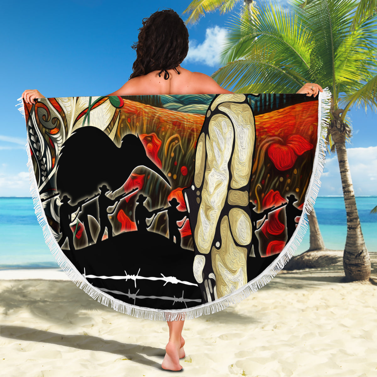 Kei Wareware Tatou New Zealand ANZAC Day Beach Blanket Starry Night Inspo Style LT05 - Polynesian Pride