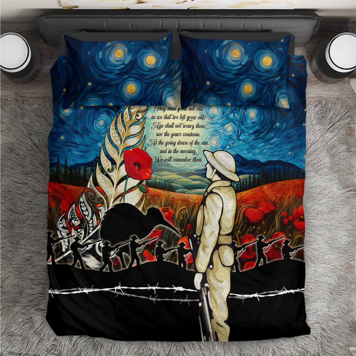 Kei Wareware Tatou New Zealand ANZAC Day Bedding Set Starry Night Inspo Style LT05 Blue - Polynesian Pride