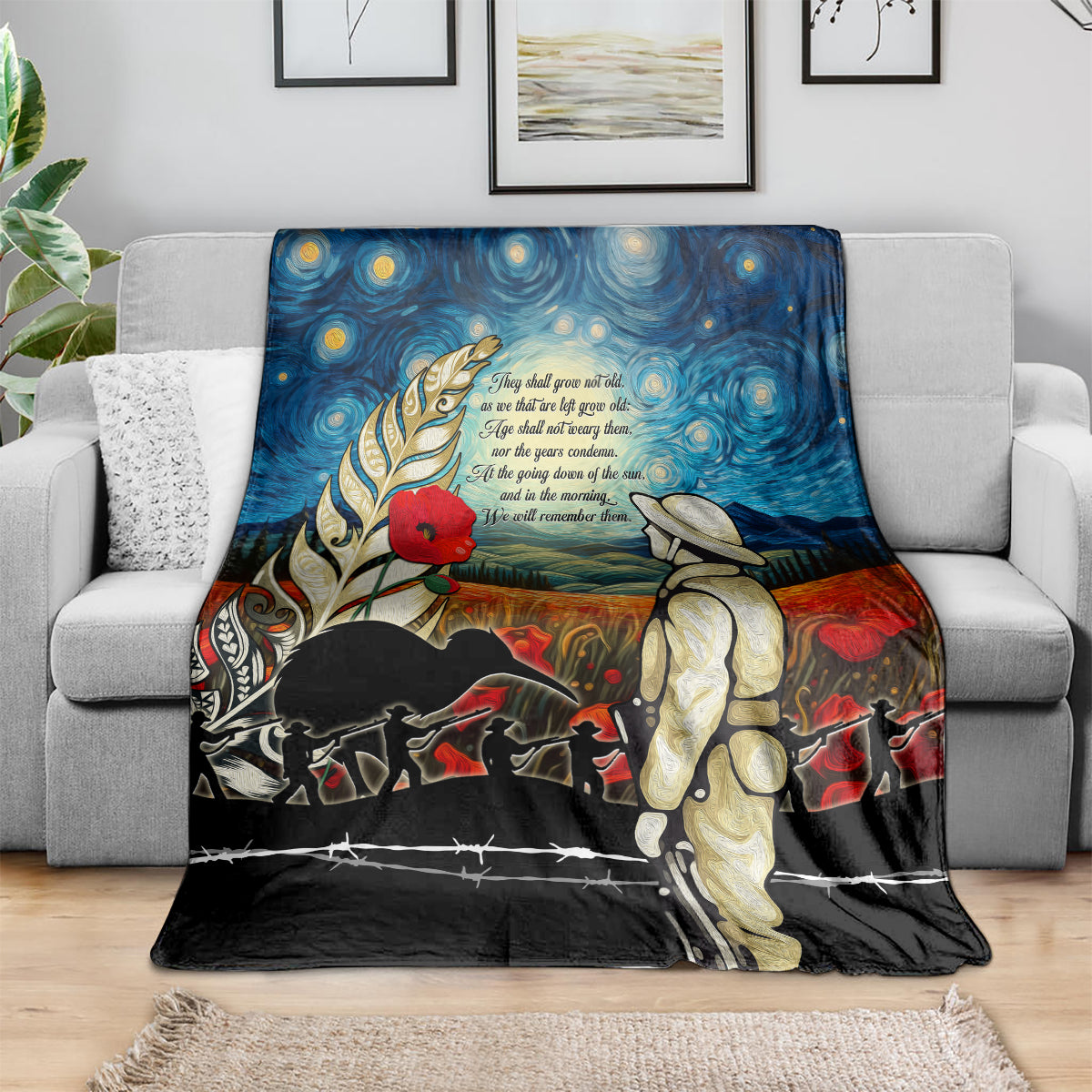 Kei Wareware Tatou New Zealand ANZAC Day Blanket Starry Night Inspo Style LT05 - Polynesian Pride