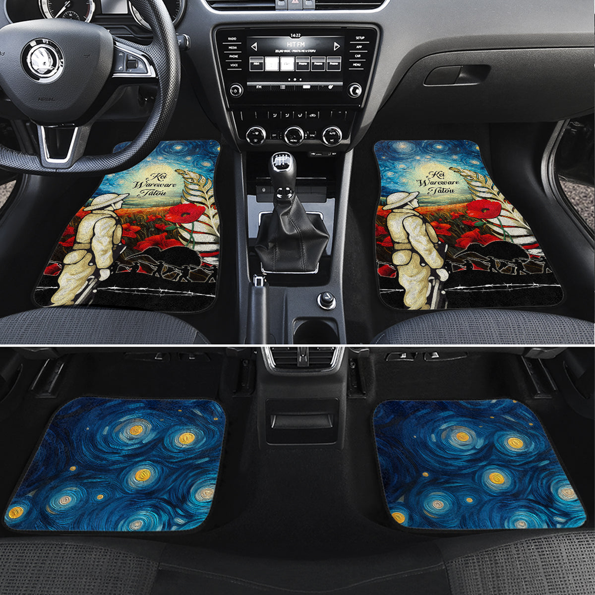 Kei Wareware Tatou New Zealand ANZAC Day Car Mats Starry Night Inspo Style LT05 Set 4pcs Blue - Polynesian Pride