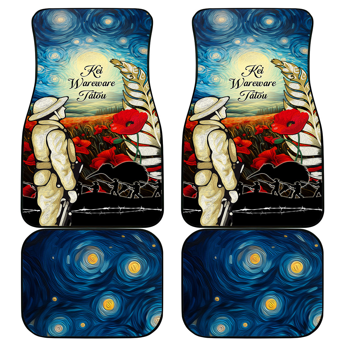 Kei Wareware Tatou New Zealand ANZAC Day Car Mats Starry Night Inspo Style LT05 - Polynesian Pride