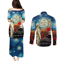Kei Wareware Tatou New Zealand ANZAC Day Couples Matching Puletasi and Long Sleeve Button Shirt Starry Night Inspo Style LT05 - Polynesian Pride