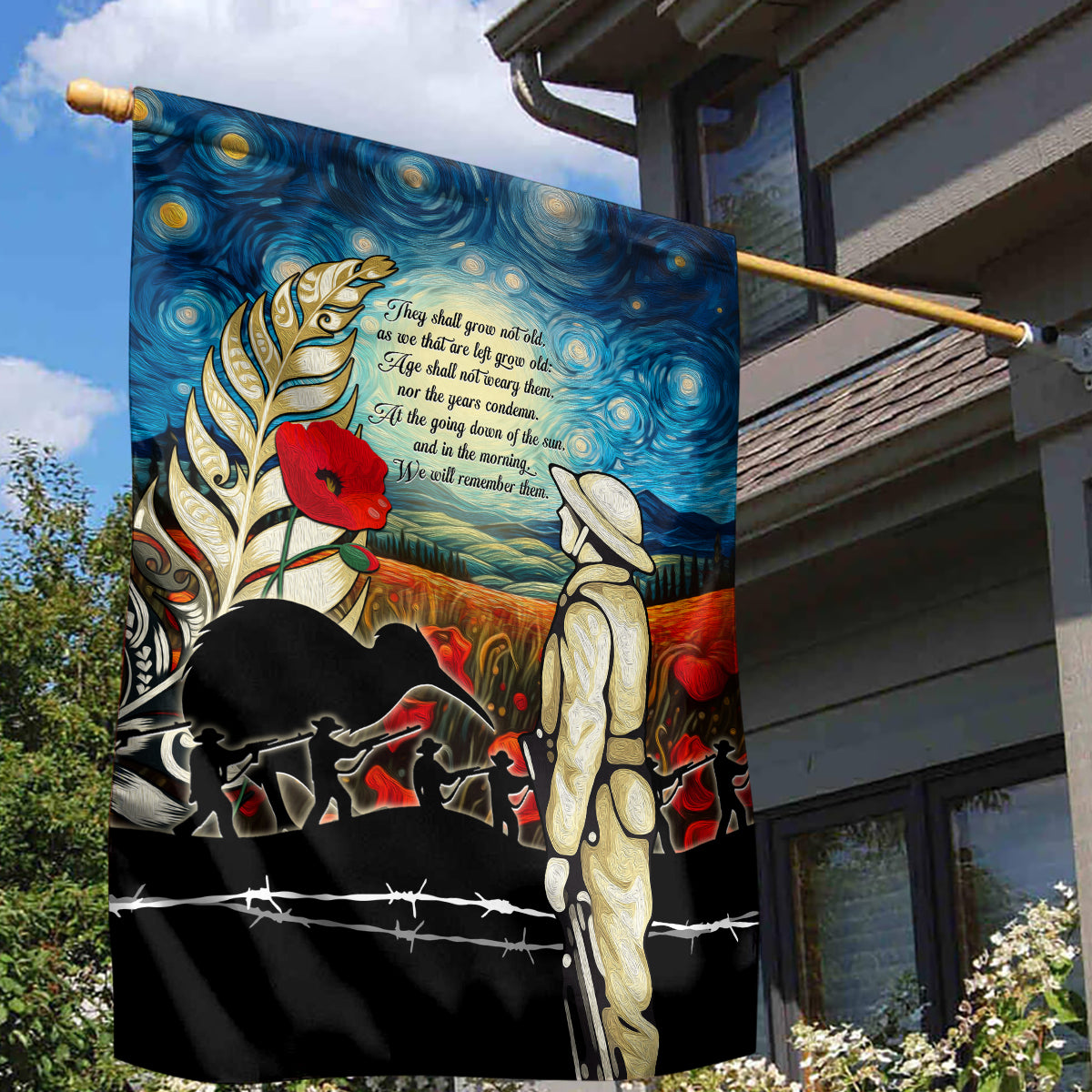 Kei Wareware Tatou New Zealand ANZAC Day Garden Flag Starry Night Inspo Style LT05 - Polynesian Pride