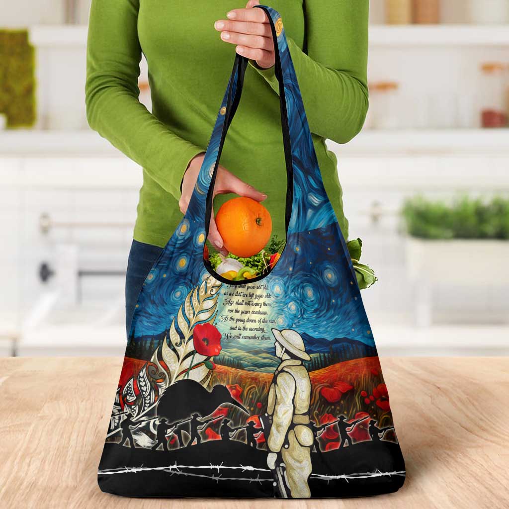 Kei Wareware Tatou New Zealand ANZAC Day Grocery Bag Starry Night Inspo Style LT05 - Polynesian Pride
