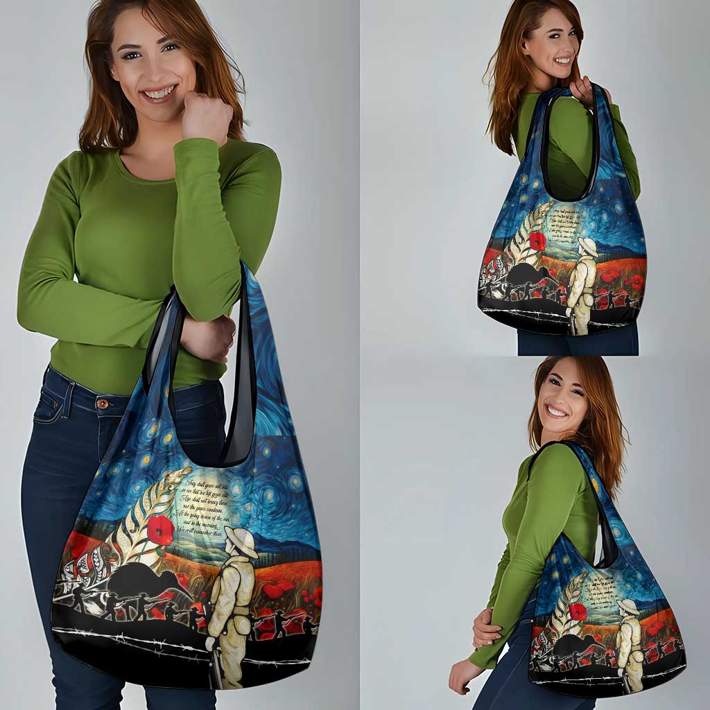Kei Wareware Tatou New Zealand ANZAC Day Grocery Bag Starry Night Inspo Style LT05 - Polynesian Pride