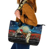 Kei Wareware Tatou New Zealand ANZAC Day Leather Tote Bag Starry Night Inspo Style LT05 Blue - Polynesian Pride
