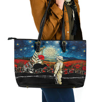Kei Wareware Tatou New Zealand ANZAC Day Leather Tote Bag Starry Night Inspo Style LT05 - Polynesian Pride