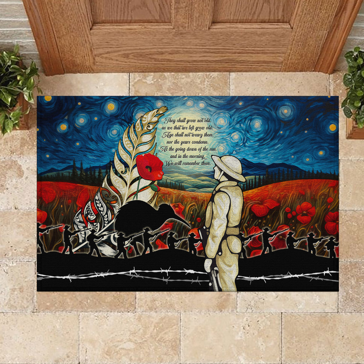Kei Wareware Tatou New Zealand ANZAC Day Rubber Doormat Starry Night Inspo Style LT05 - Polynesian Pride