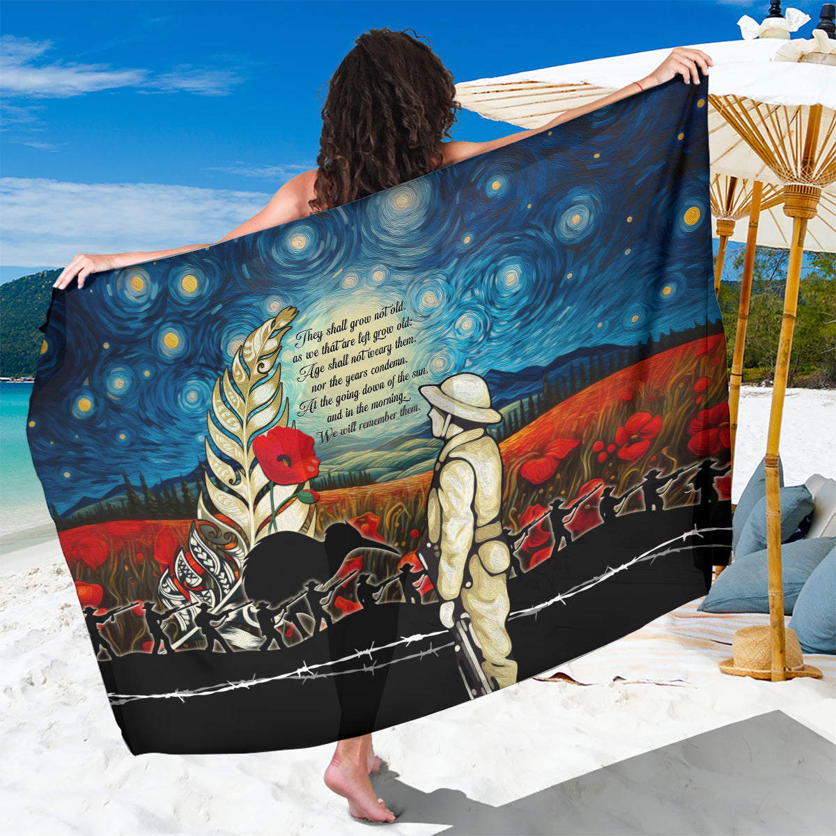 Kei Wareware Tatou New Zealand ANZAC Day Sarong Starry Night Inspo Style