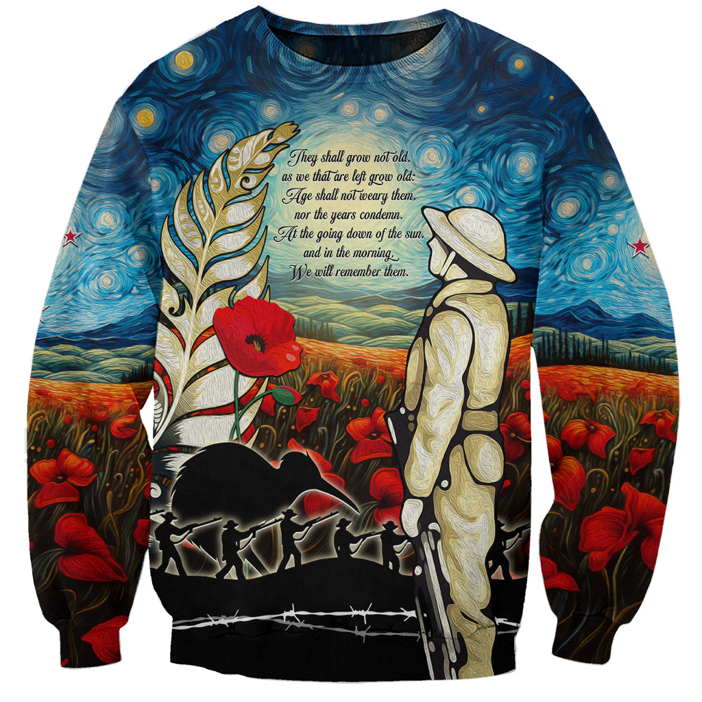 Kei Wareware Tatou New Zealand ANZAC Day Sweatshirt Starry Night Inspo Style LT05 Unisex Blue - Polynesian Pride
