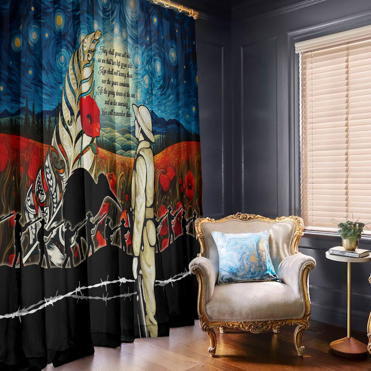 Kei Wareware Tatou New Zealand ANZAC Day Window Curtain Starry Night Inspo Style LT05 - Polynesian Pride