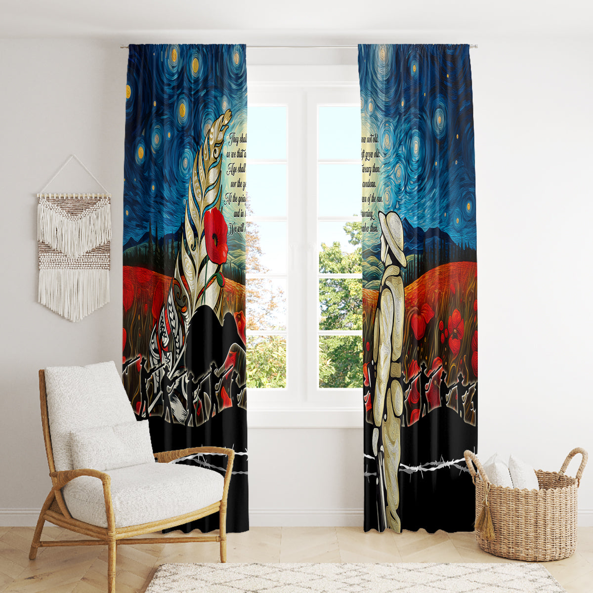 Kei Wareware Tatou New Zealand ANZAC Day Window Curtain Starry Night Inspo Style LT05 - Polynesian Pride