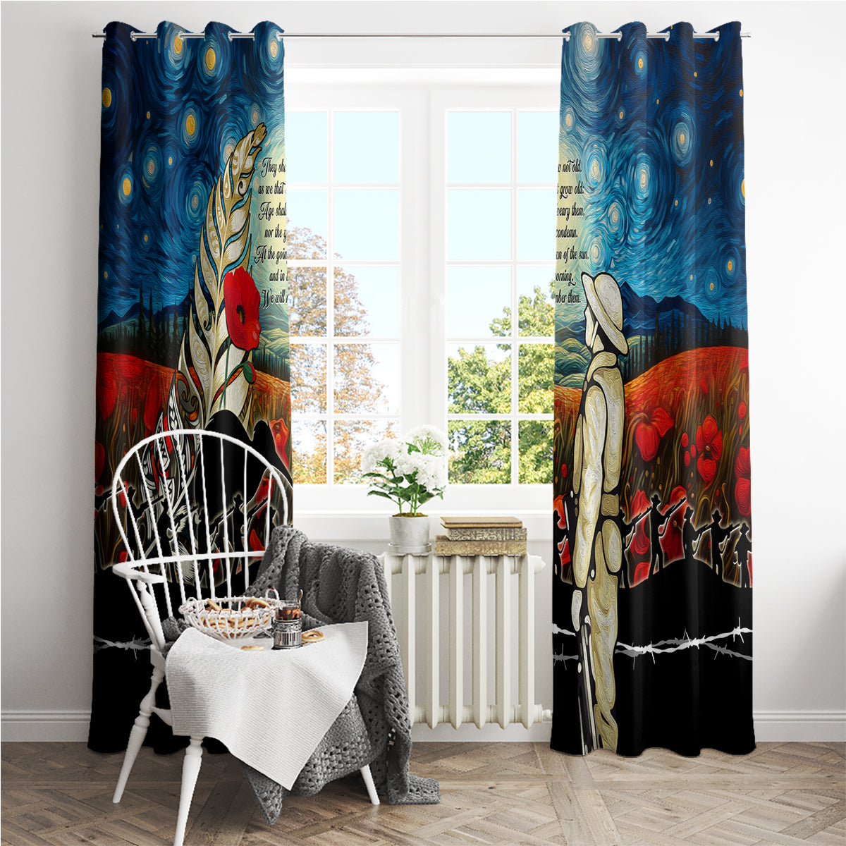 Kei Wareware Tatou New Zealand ANZAC Day Window Curtain Starry Night Inspo Style LT05 - Polynesian Pride