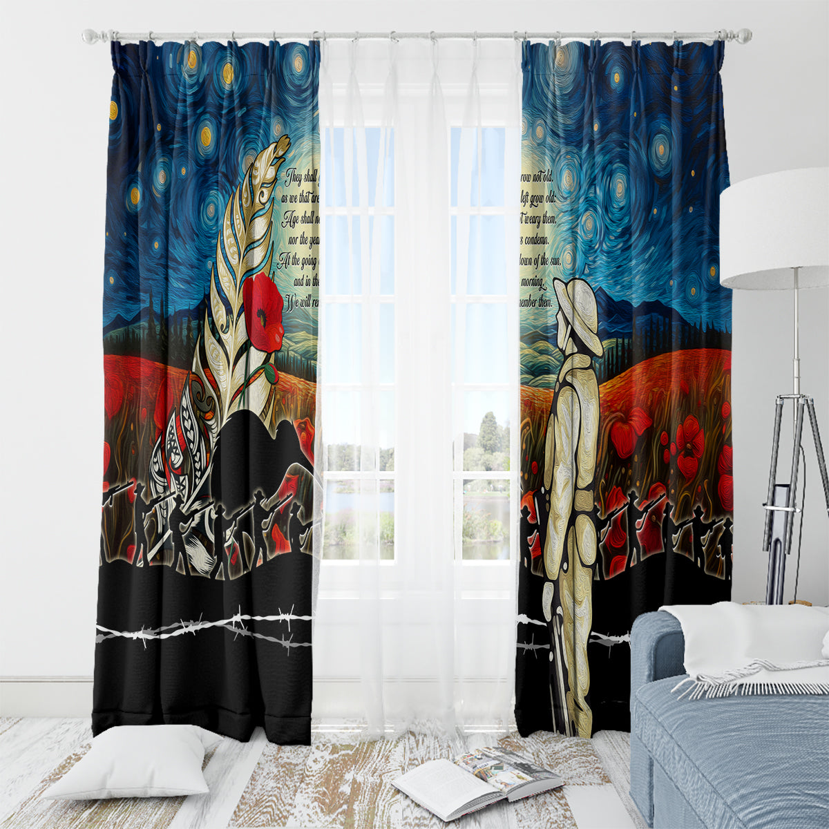 Kei Wareware Tatou New Zealand ANZAC Day Window Curtain Starry Night Inspo Style LT05 - Polynesian Pride