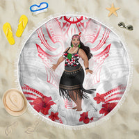 New Zealand Women's Day Beach Blanket Maori Wahine Polynesian Pattern LT05 One Size 150cm White - Polynesian Pride