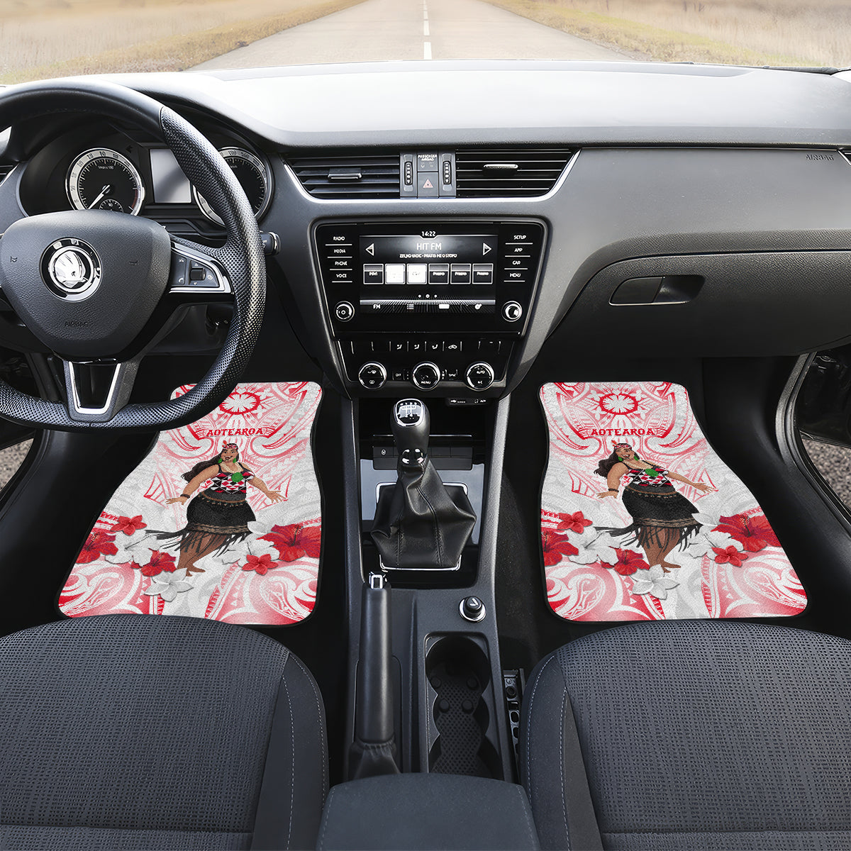 New Zealand Women's Day Car Mats Maori Wahine Polynesian Pattern LT05 Set 2pcs - Front White - Polynesian Pride