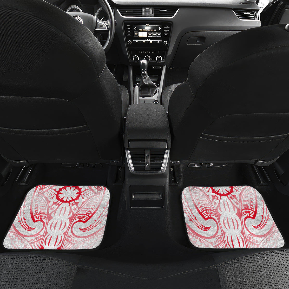 New Zealand Women's Day Car Mats Maori Wahine Polynesian Pattern LT05 Set 2pcs - Back White - Polynesian Pride