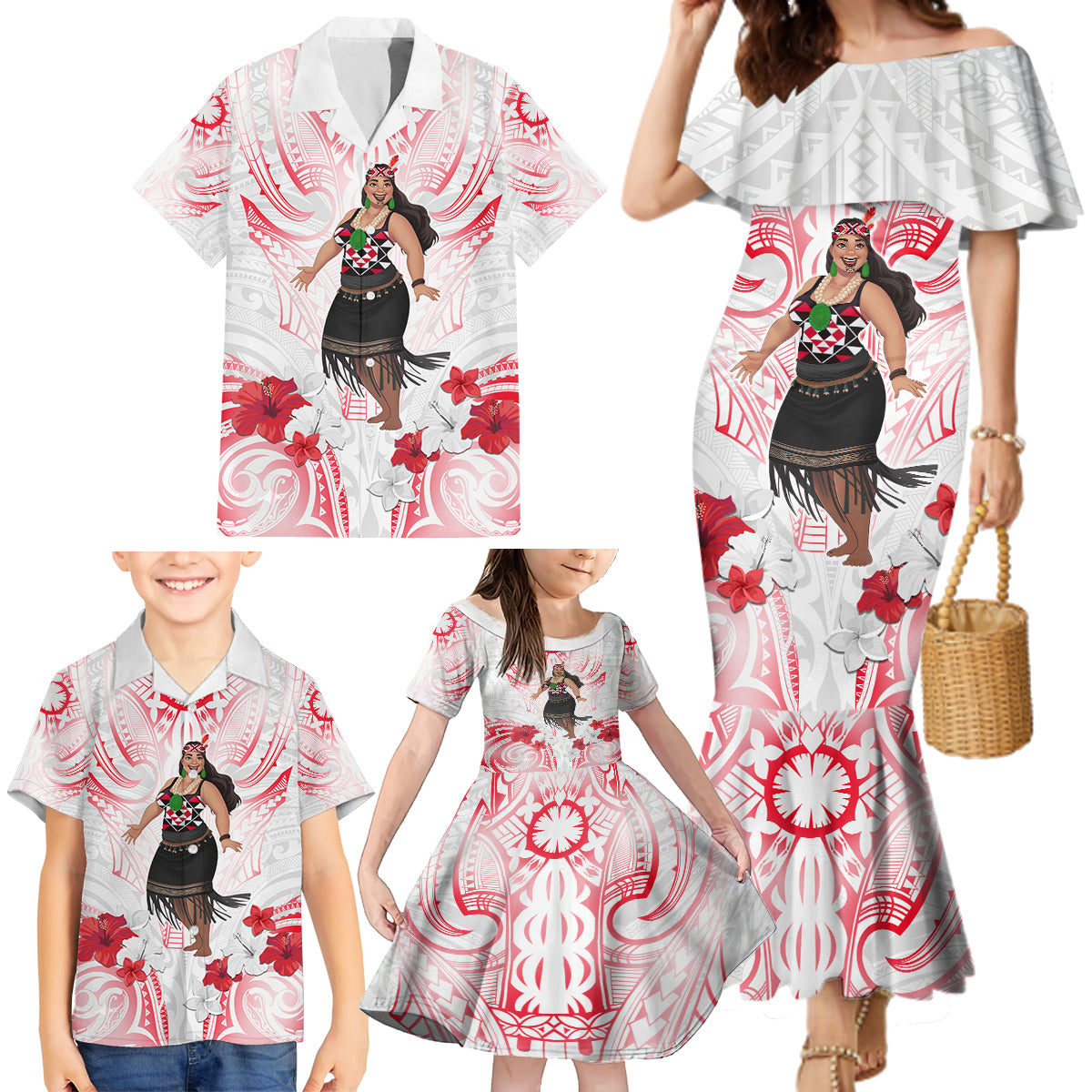 New Zealand Women's Day Family Matching Mermaid Dress and Hawaiian Shirt Maori Wahine Polynesian Pattern LT05 - Polynesian Pride