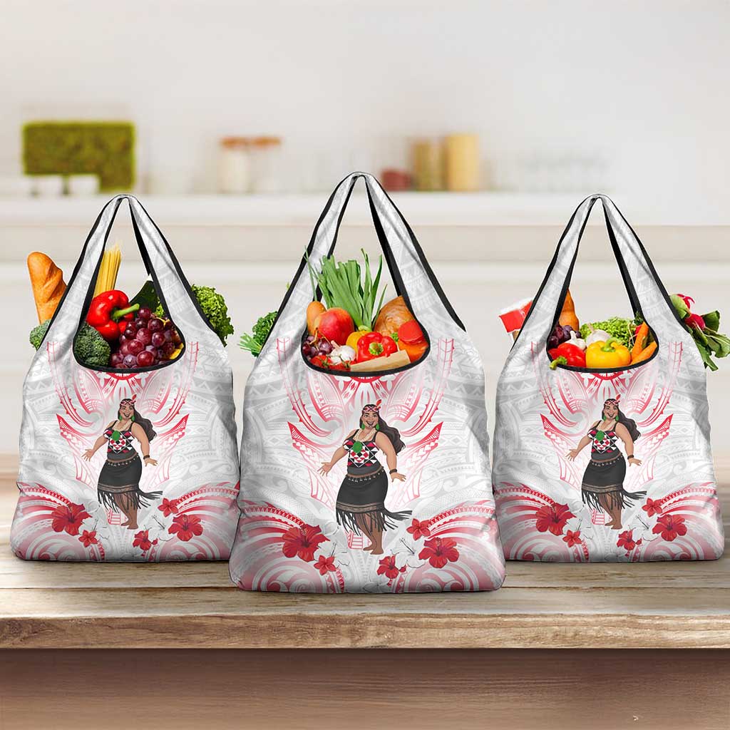 New Zealand Women's Day Grocery Bag Maori Wahine Polynesian Pattern LT05 3-pack One Size White - Polynesian Pride