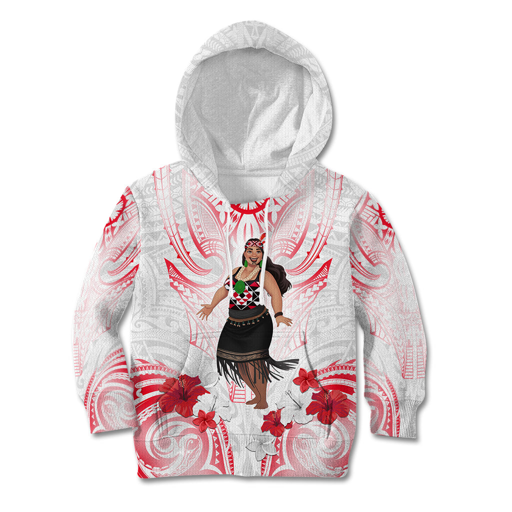 New Zealand Women's Day Kid Hoodie Maori Wahine Polynesian Pattern LT05 Hoodie White - Polynesian Pride