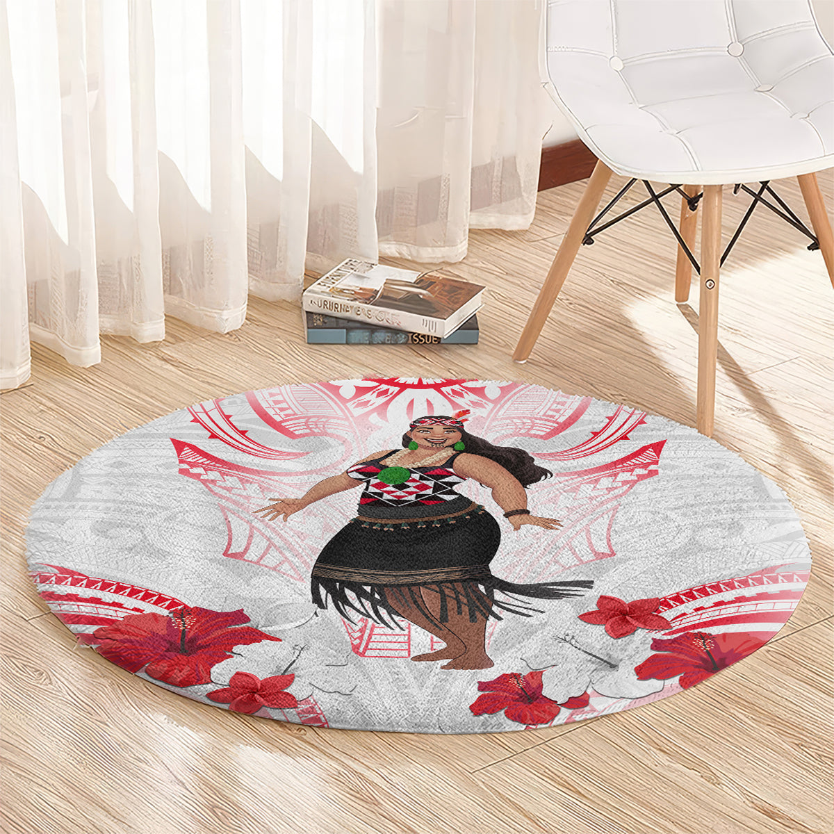 New Zealand Women's Day Round Carpet Maori Wahine Polynesian Pattern