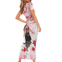 New Zealand Women's Day Short Sleeve Bodycon Dress Maori Wahine Polynesian Pattern LT05 - Polynesian Pride